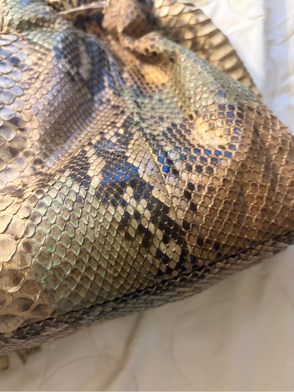 Python-Pattern Drawstring Tote Bag in Tan - Picture 9 of 13